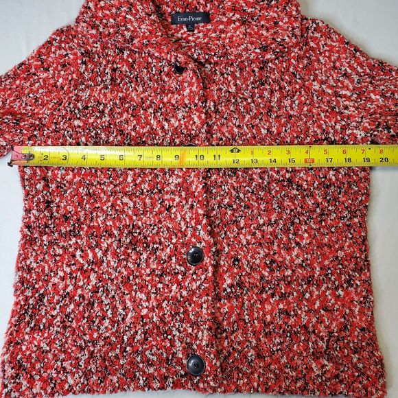 EVAN PICONE Mouline Sweater Knit Cardigan Chunky Collar Red Button Up Womens MED - Picture 6 of 12